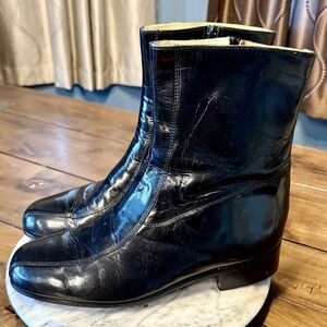 Nunn Bush BRISTOL Black Boots Men 9 Leather Ankle Zip Chelsea Mod Beatle Biker